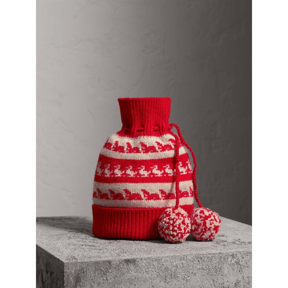 BURBERRY Wool Cashmere Pompom Beanie Hat - Picture 2 of 3